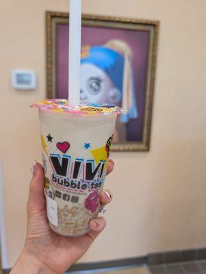 Wintermelon milk tea with rice oats