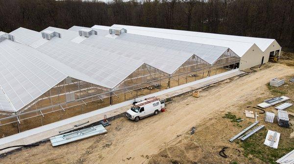 1235,000 sq ft greenhouse for basil, thyme, and other herbs.