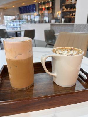 Strawberry cloud latte, maple spice cinnamon latte