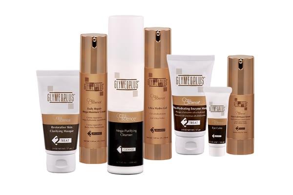 GlyMed Plus Cell Science line, available for purchase during your service or through our web site.