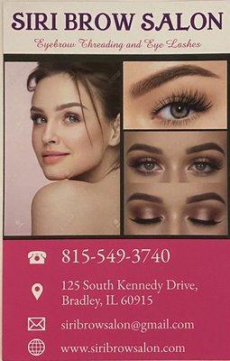 We do Eyebrow Threading and Eye Lashes