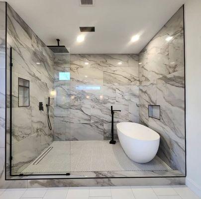 Luxury bathroom shower tub.