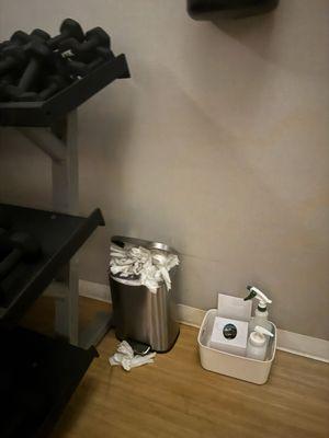 The trash can in the classroom