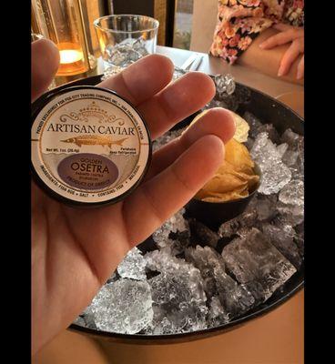 Ostera Caviar with chips and crème fresh.