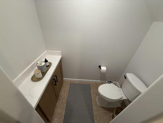 Powder room small counter and toilet