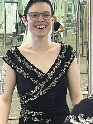 Davids Bridal black gown