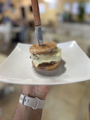 Patty Melt done on a honey bun