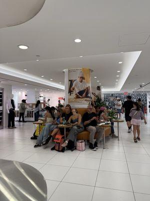 Seating area is crowded