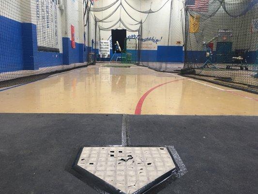 Indoor batting cage at E&G Baseball Academy