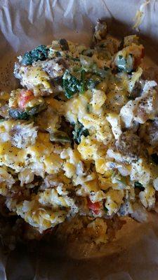 Breakfast scrambler. Beauty of it....you get to pick your add in's.
