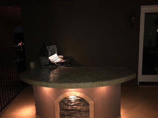 Beautiful outdoor bbq bar with lights