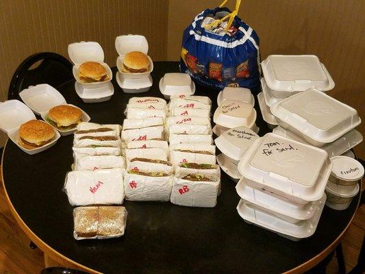 We can provide food for 35 if you call the order in ahead of time and work with me directly, smooth sailing , thanks for the support Gail