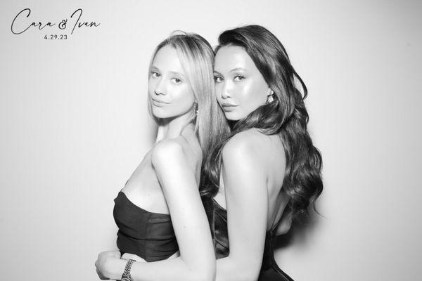 Two girls posing in glam shot in Photo Booth in Nassau county ny