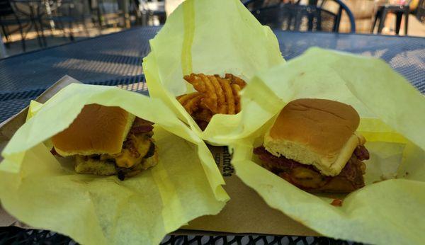 Bacon cheese and BBQ bacon cheese with fries.