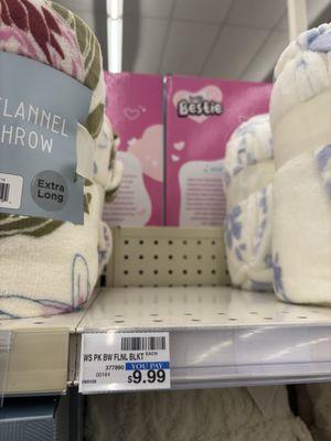 The label where the blanket was at.