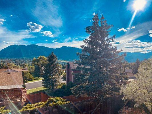 The sky opened up, and shined down on us the day we moved into the property. This is our view from our deck.....