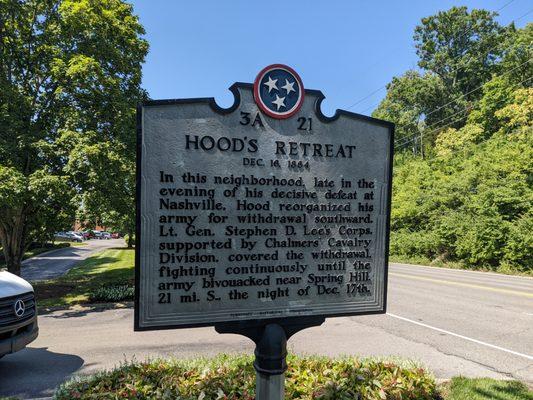 Hood's Retreat Historical Marker