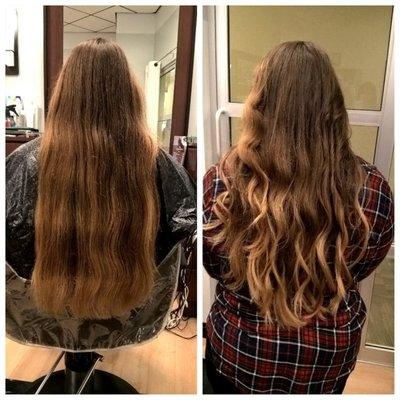 Before and After Balayage with Stephanie