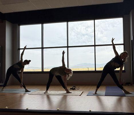 Fabulous yoga teachers Laura Uptham, Jacqueline Dickinson and Millie