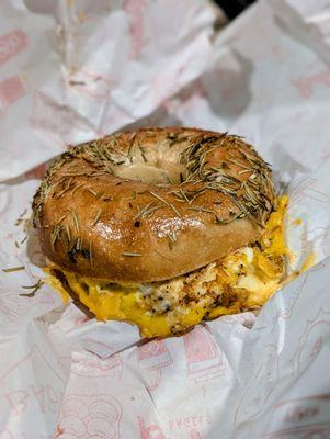 EC - Egg & Cheese with Rosemary Bagel and cream cheese