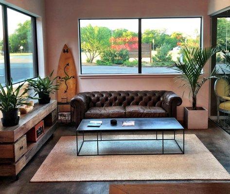 The new lobby at Work Well Coworking East Austin