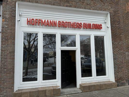 We are located in the Hoffmann Brothers building.