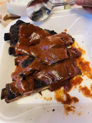 Ribs, burnt ,tough