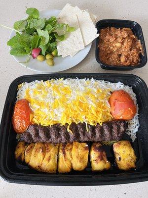 Combo Kabob - Koobideh and Joojeh Chicken Kabob