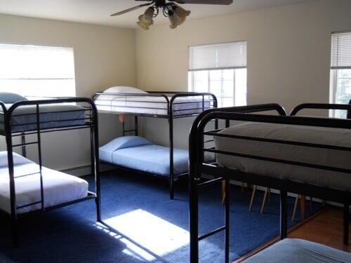 Share rooms with bunk bed, shower and bathroom inside every room