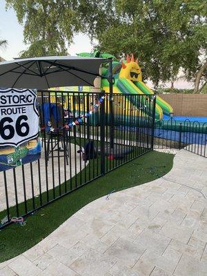 Bounce house and waterslide