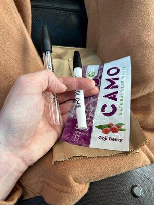 Goji berry wraps the lovely lady recommended. A glass and porcelain straw.