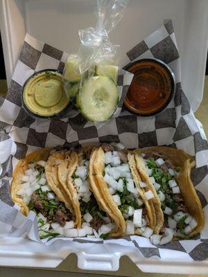 Four beef tongue tacos