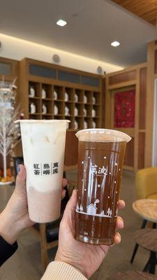 taro milk and plum green tea...