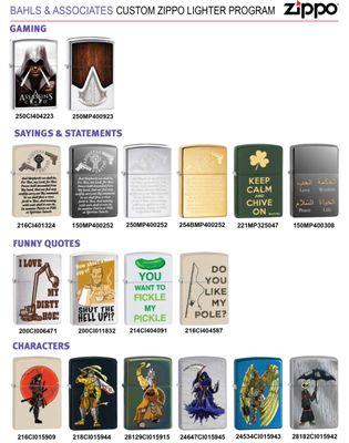 Our Exclusive Zippo Designs - Call to enquire about pricing @ 612-730-6182 or 651-357-4348