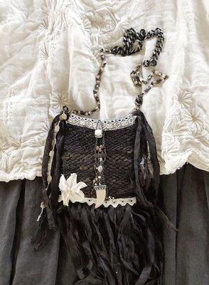 Black Vintage Sari Silk Rag Bag