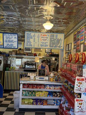 Front counter and menu items.