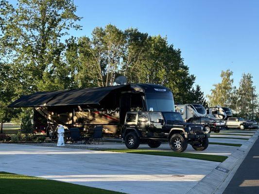 Nice concrete pads, wide with awesome picnic tables