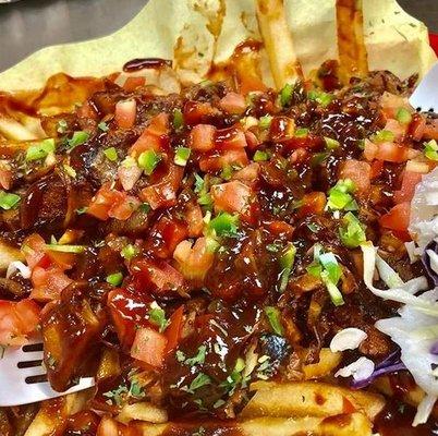 Spicy BBQ Loaded Jackfruit Fries