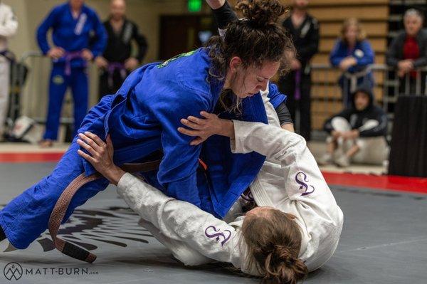 Sabrina competing at the Revolution BJJ tournament
