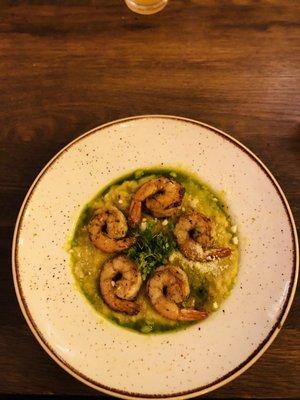 Spring Pea Risotto with shrimp
