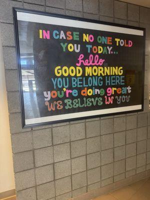 Sign in school hallway