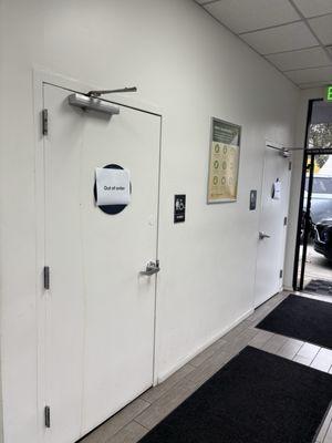 2 restrooms, both out of use