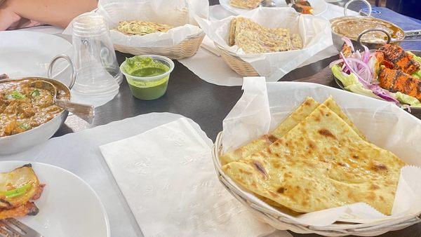 Kadai Paneer Curry, Dal Makhani, Onion Stuffed Kulcha, Paneer Stuffed Kulcha, Butter Naan, Ajwine Paneer Tikka