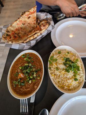 Chicken tikka masala and garlic naan