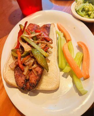 Delicious sausage sandwich