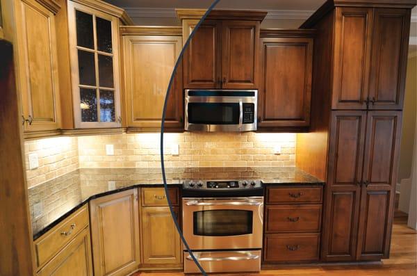 Before and After Kitchen Cabinet Color Change.