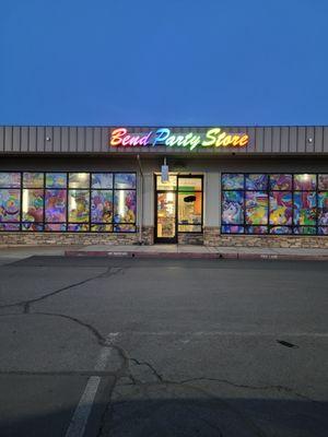 This is our store when we first opened up in our new location. It still looks the same but without the balloon decals on the window.