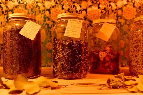 Apothecary people can take loose leaves home for tea or medicine making