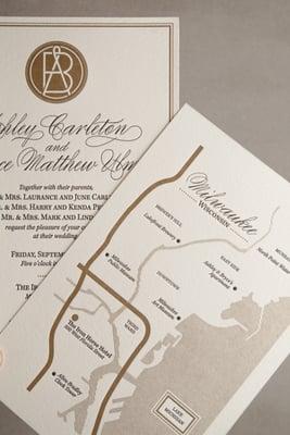 Letterpress printed wedding stationery.