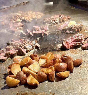 Steak and potatoes - getting it ready